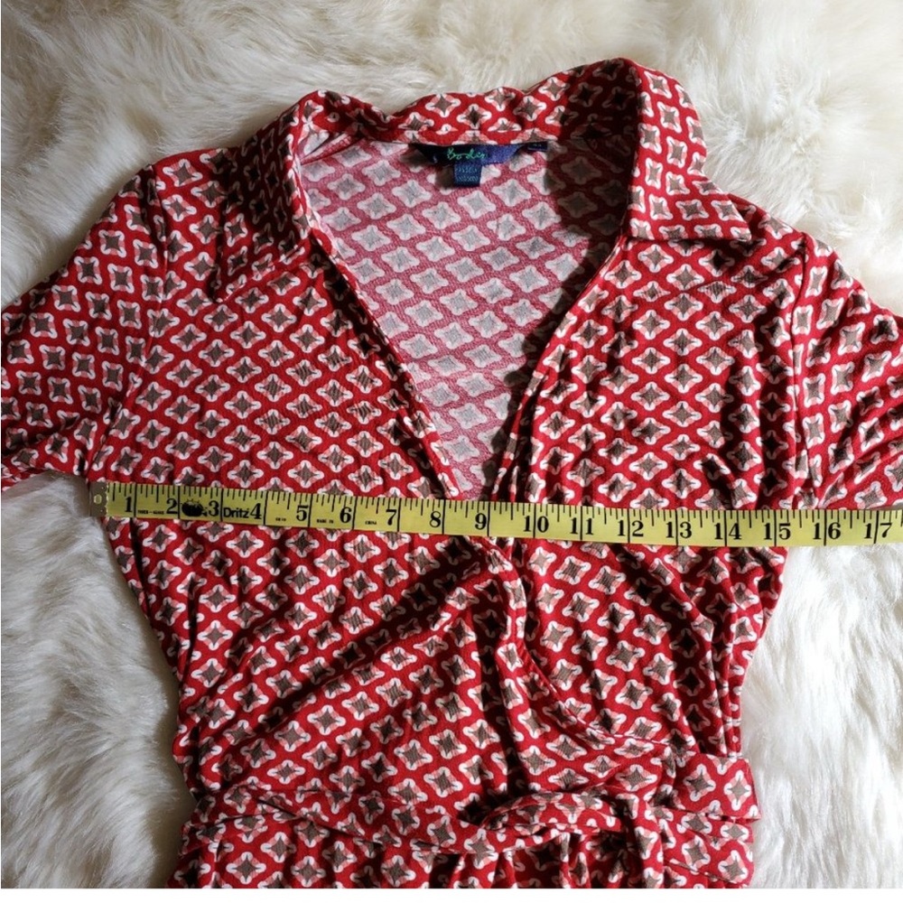 Boden size 4 Red Geometric Wrap Dress - Picture 12 of 13